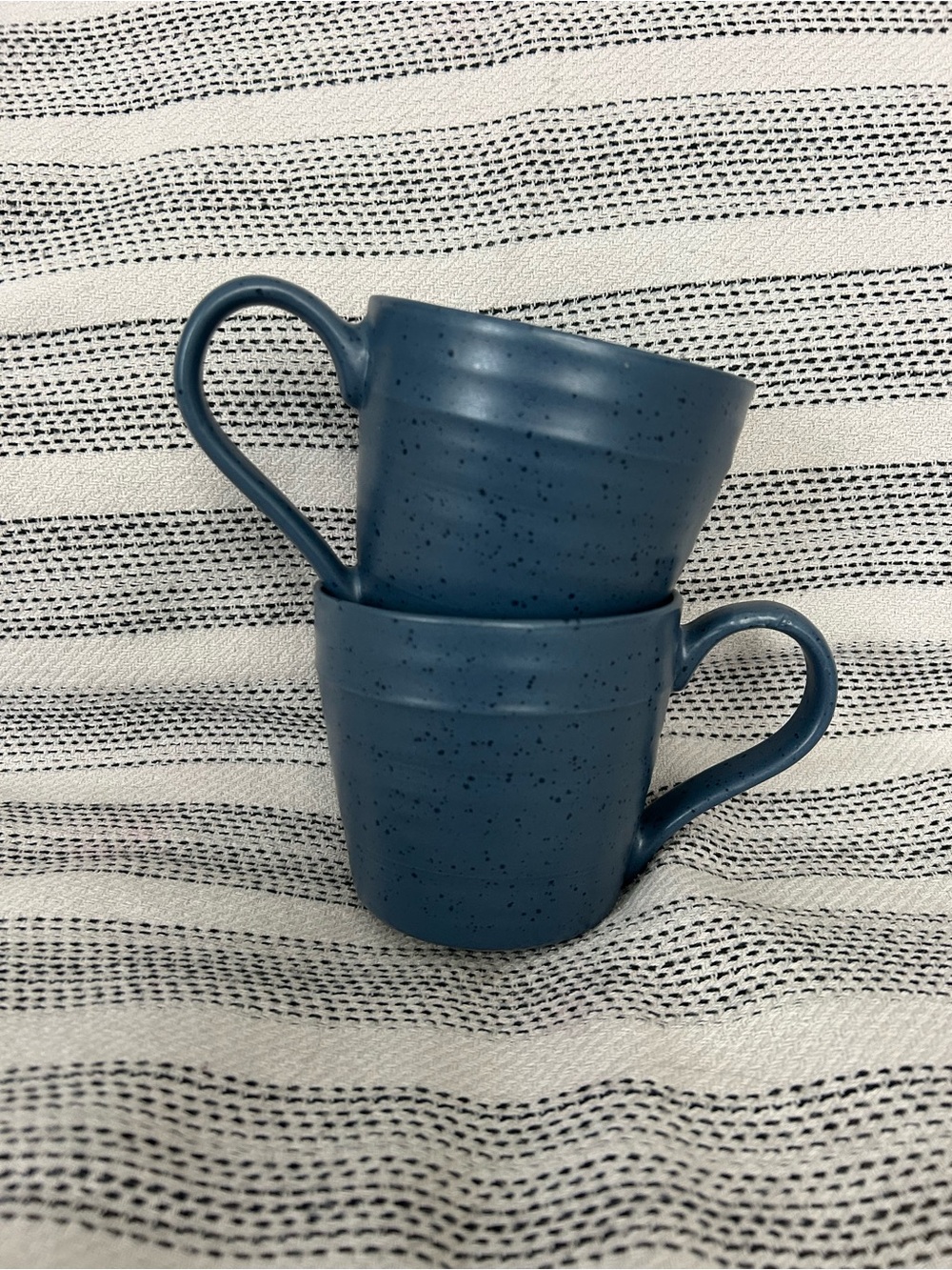 Speckled Blue Ceramic Mug Set - Pair